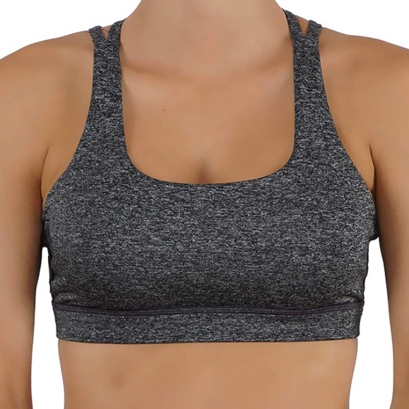 Criss Cross Back Detail Sports Bra Gray - Picture 2 of 2